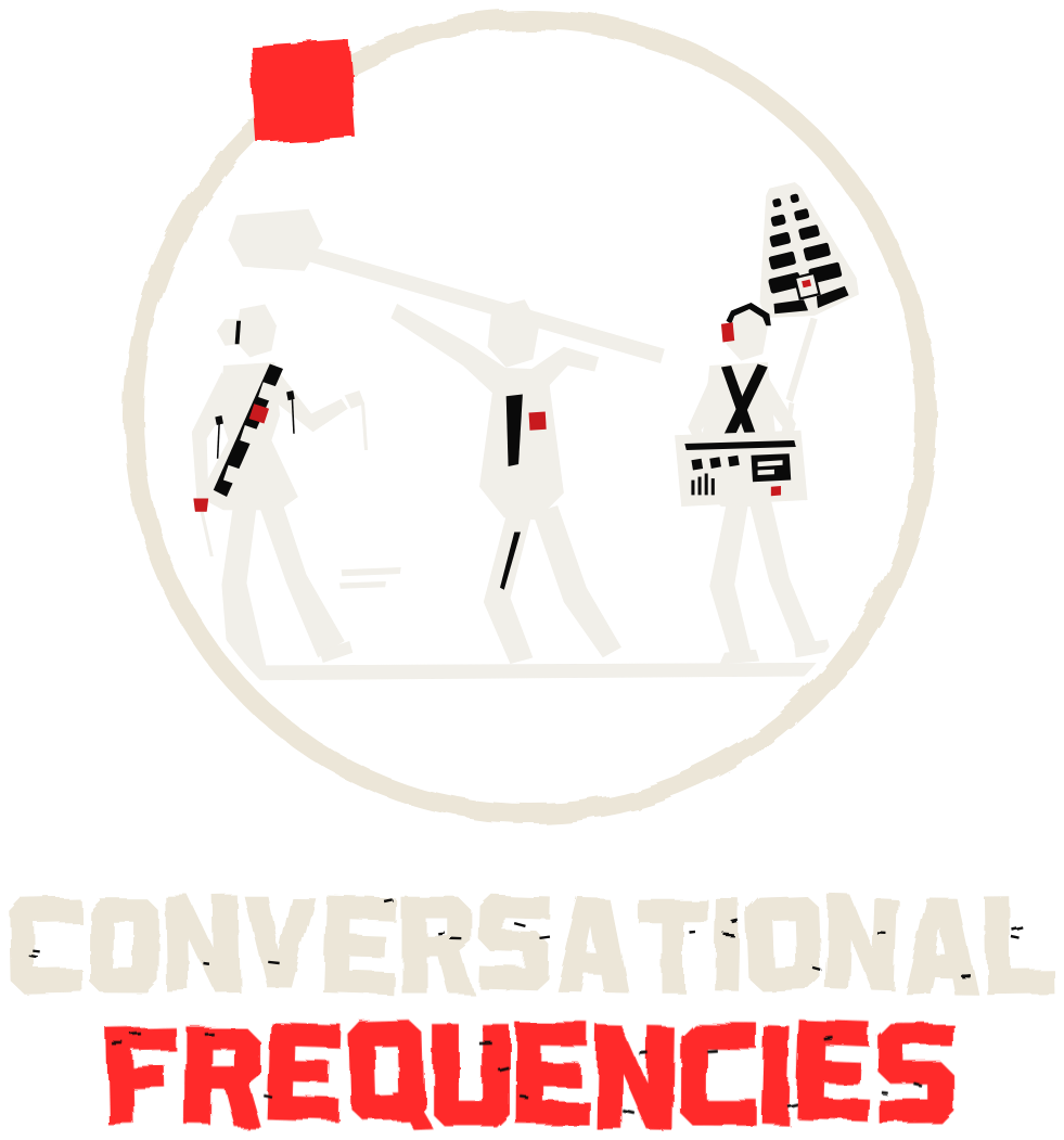 Conversational Frequencies logo: three sound crew figures in a ring